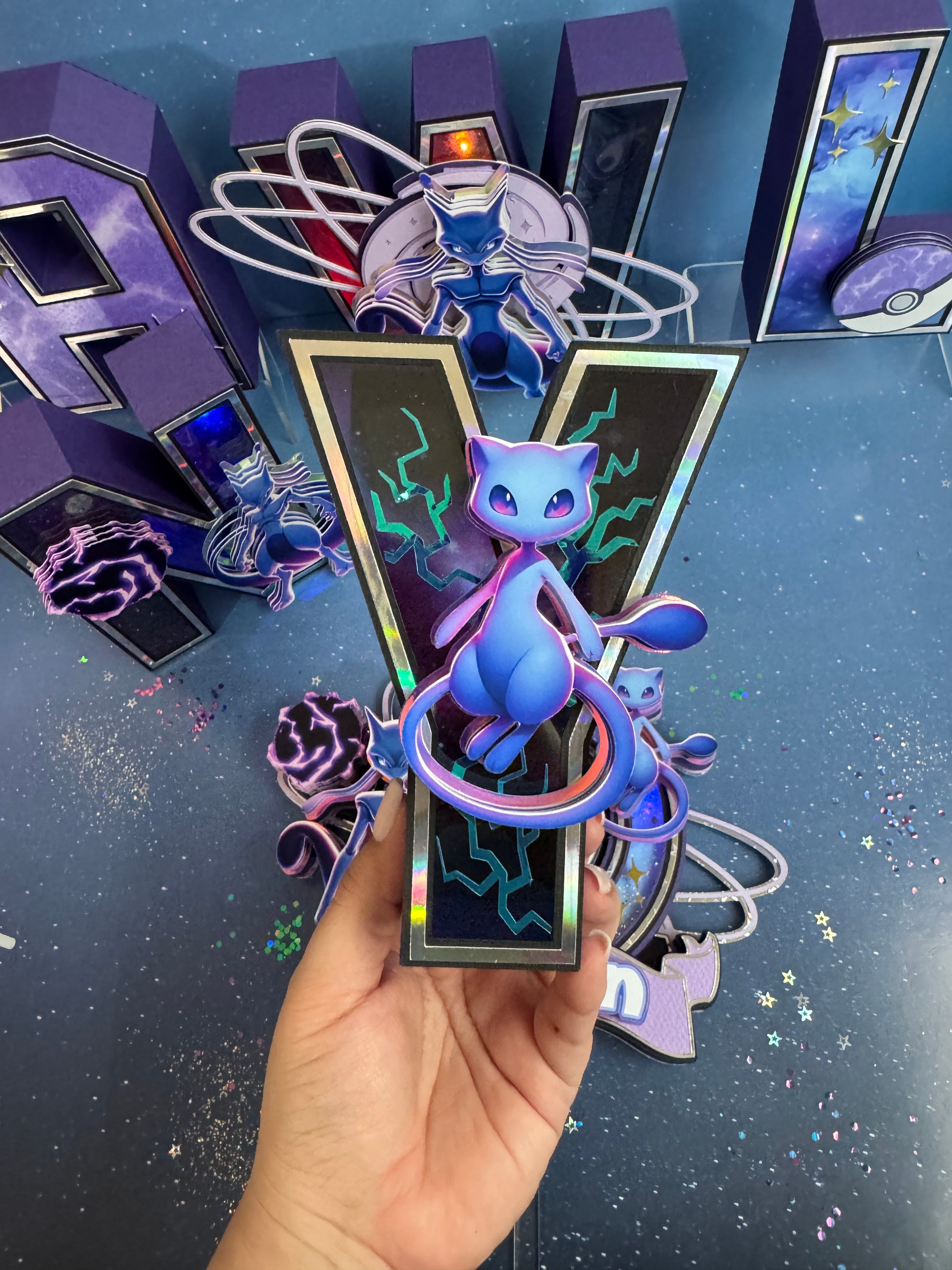 Mewtwo Lettering Mew & Mewtwo 3D Letters | Sofi's Corner Crafts | Custom Party Decor & More
